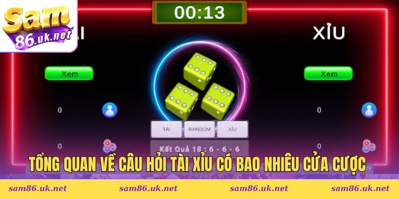 Tổng quan về câu hỏi  tài xỉu có bao nhiêu cửa cược 